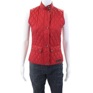 Belstaff Womens Snap Closure High Neck Puffer Vest Solid Red Size EUR 38